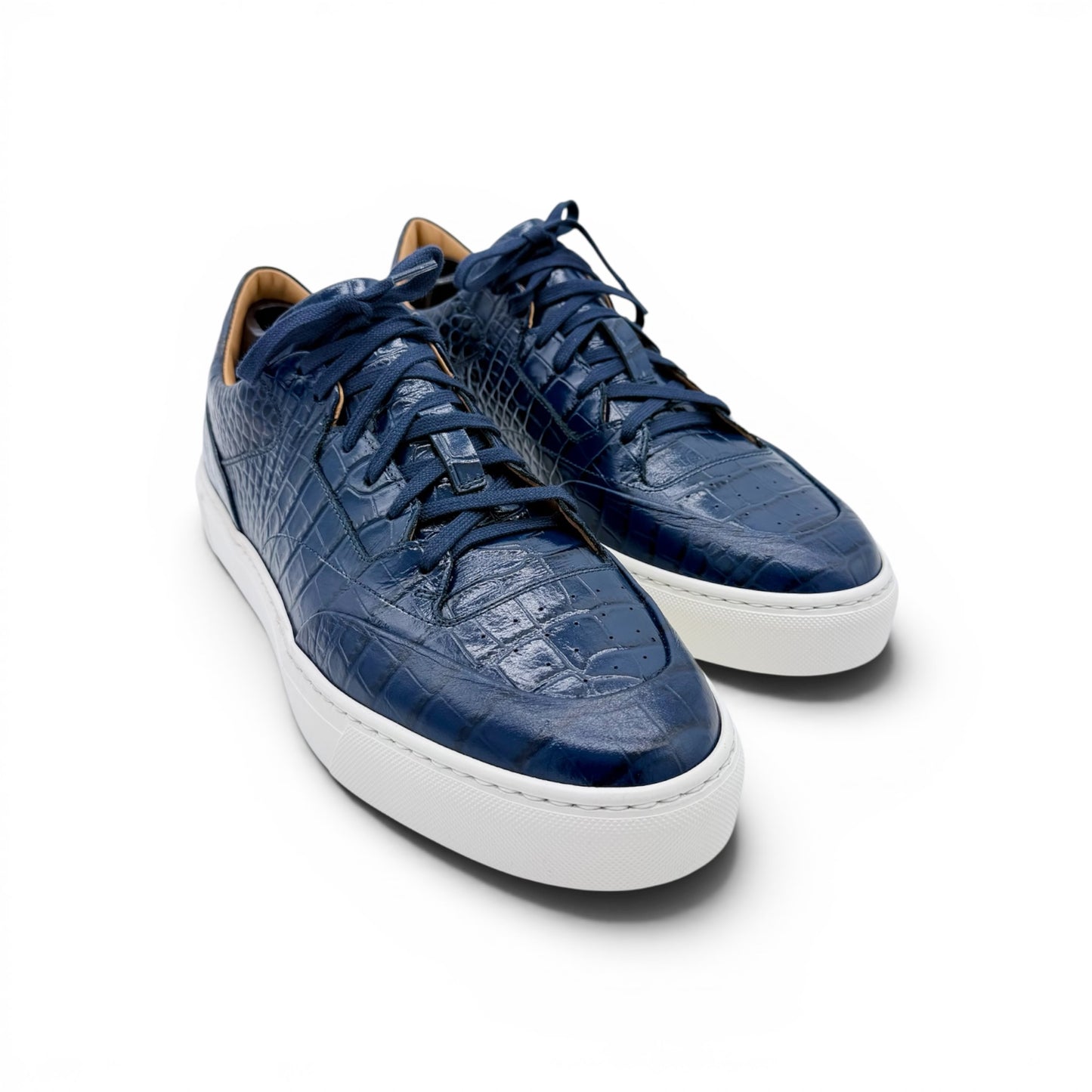 Sneakers Roberto Celk en cuir de croco bleu