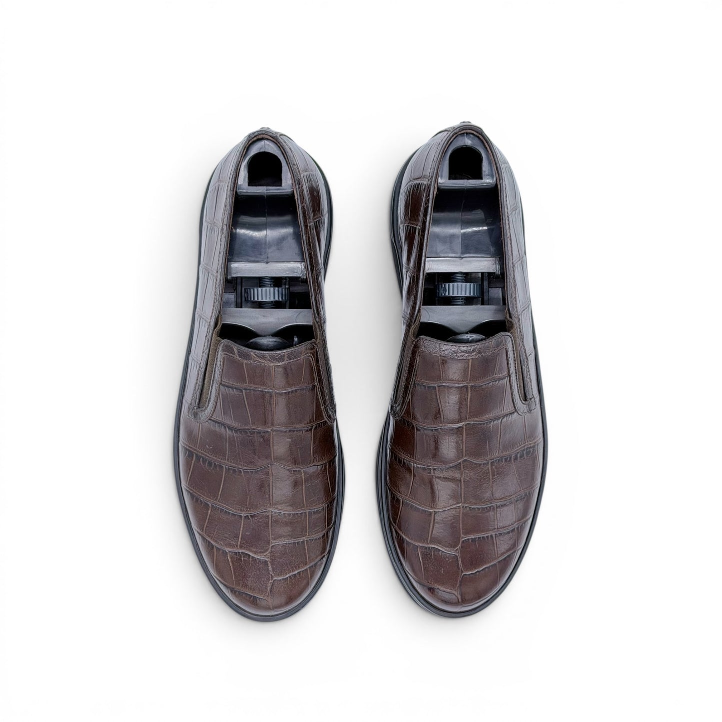 Sneakers Artioli en cuire de croco marron