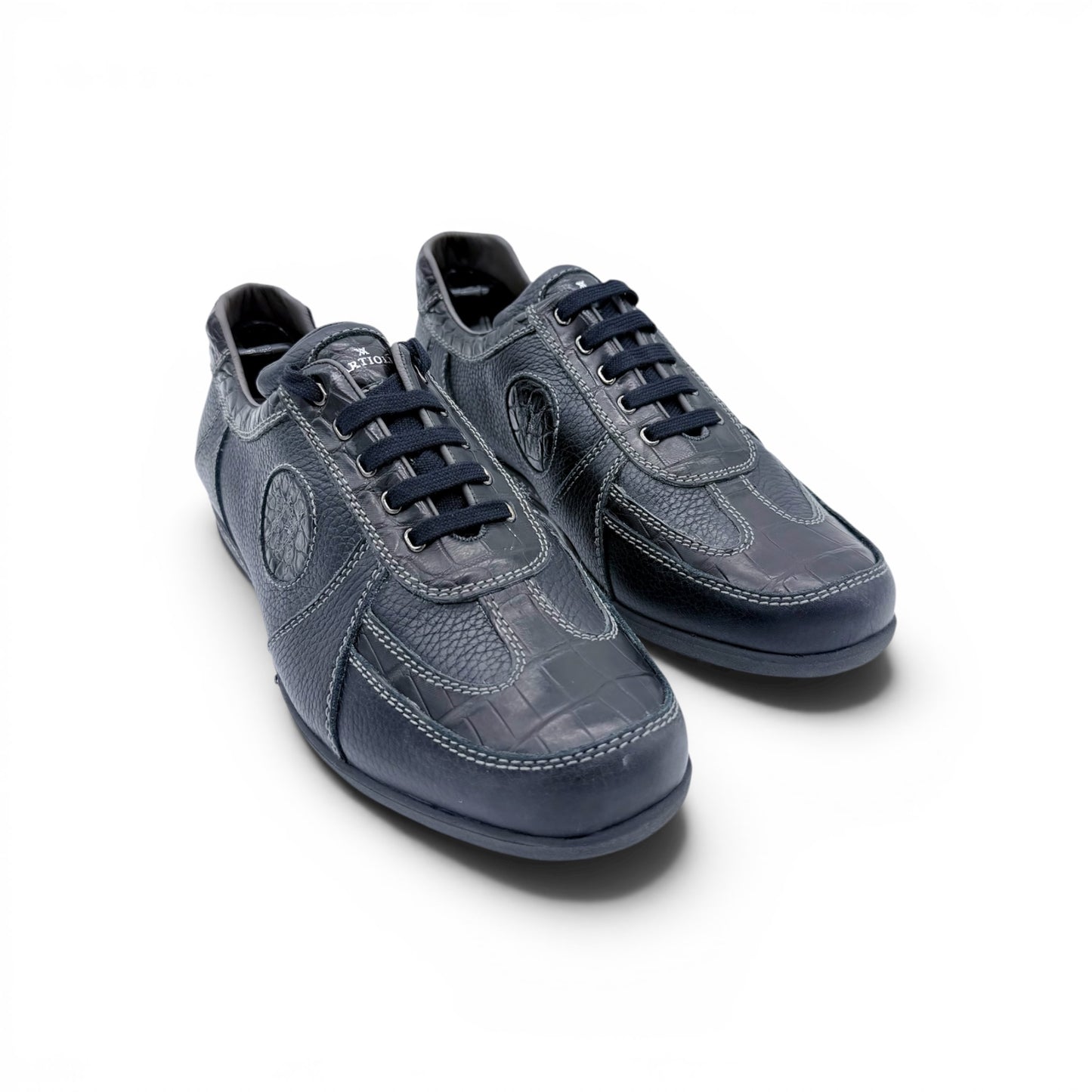 Sneakers Artioli en cuir de croco et cuir noir