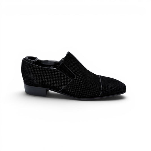 Mocassin Artioli en suede perforé noir
