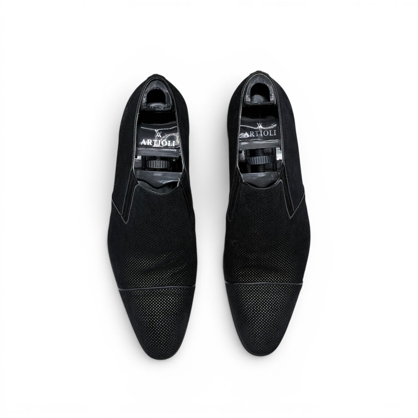 Mocassin Artioli en suede perforé noir
