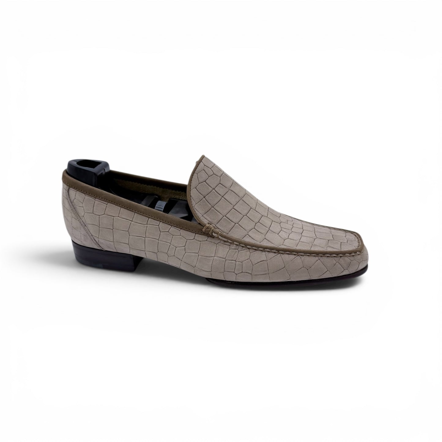 Mocassin Roberto Celk en cuir de croco nubuck beige