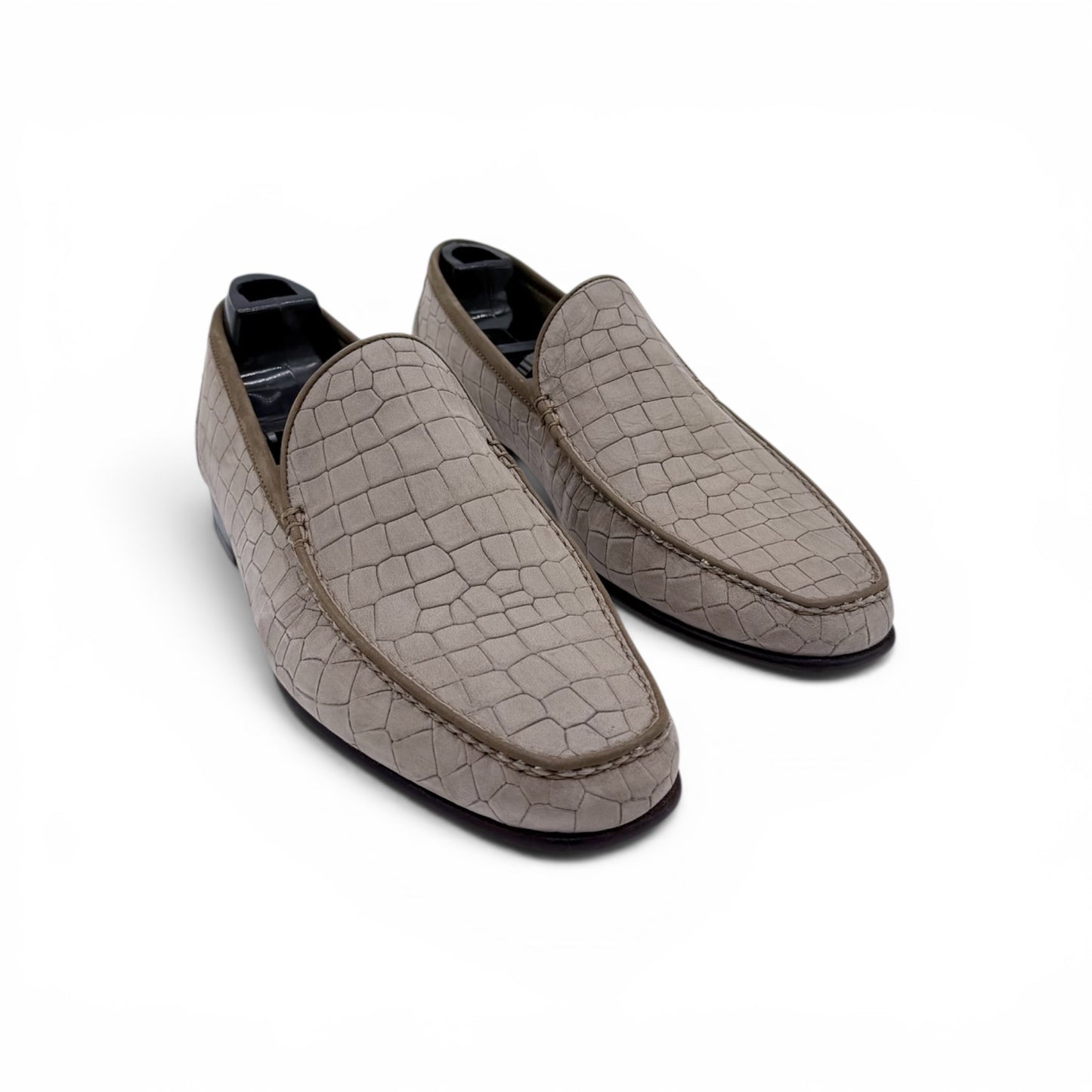 Mocassin Roberto Celk en cuir de croco nubuck beige