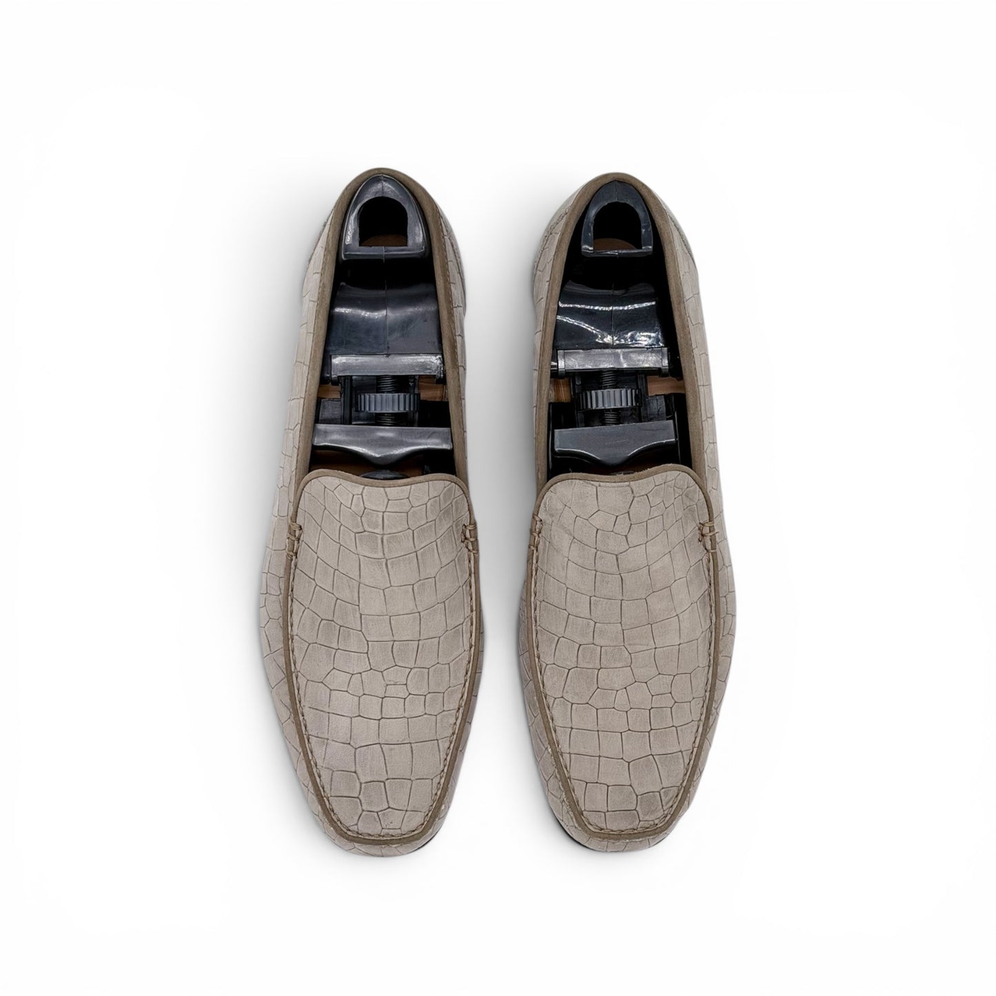 Mocassin Roberto Celk en cuir de croco nubuck beige
