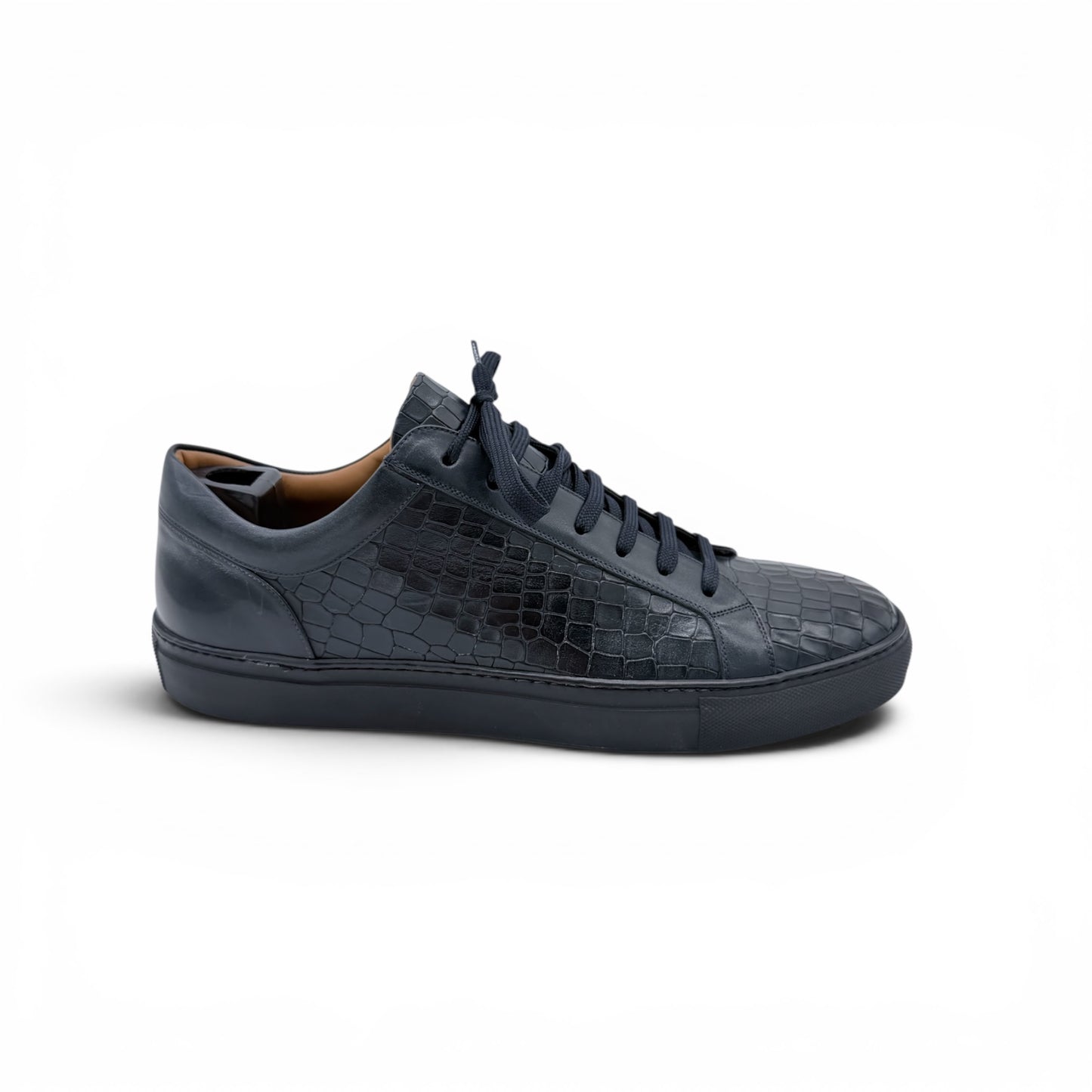 Sneakers Roberto Celk en cuire de croco bleu marine