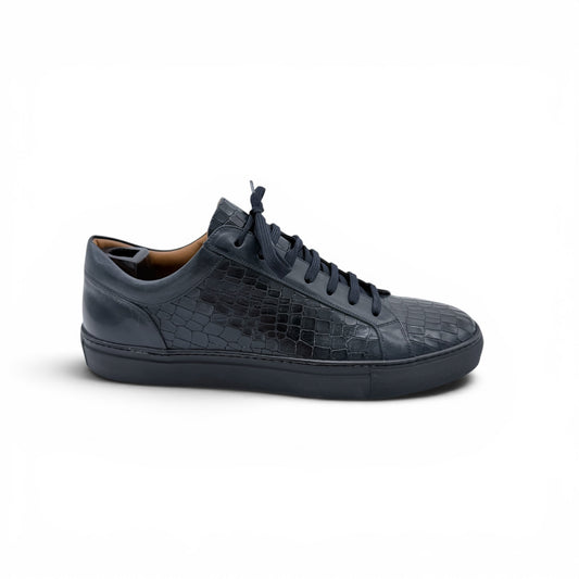 Sneakers Roberto Celk en cuire de croco bleu marine
