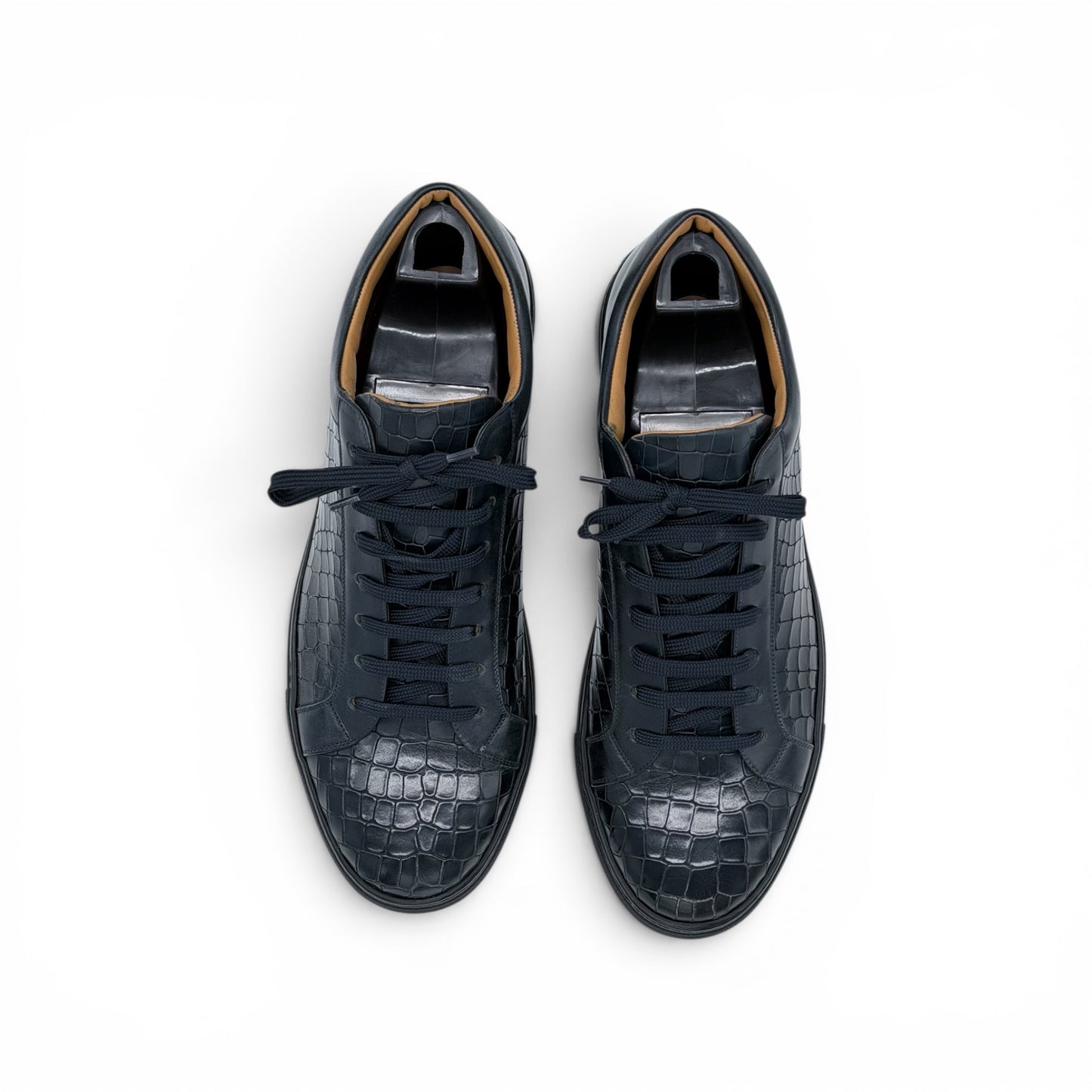 Sneakers Roberto Celk en cuire de croco bleu marine