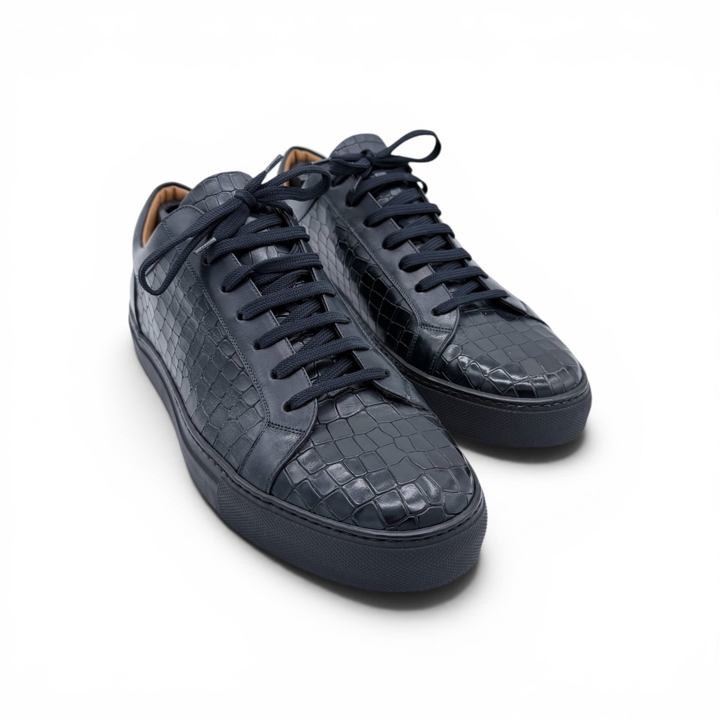 Sneakers Roberto Celk en cuire de croco bleu marine
