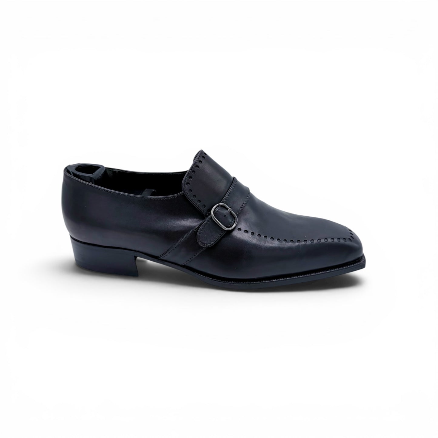 Soulier à boucle Artioli en cuir noir avec reflet violet