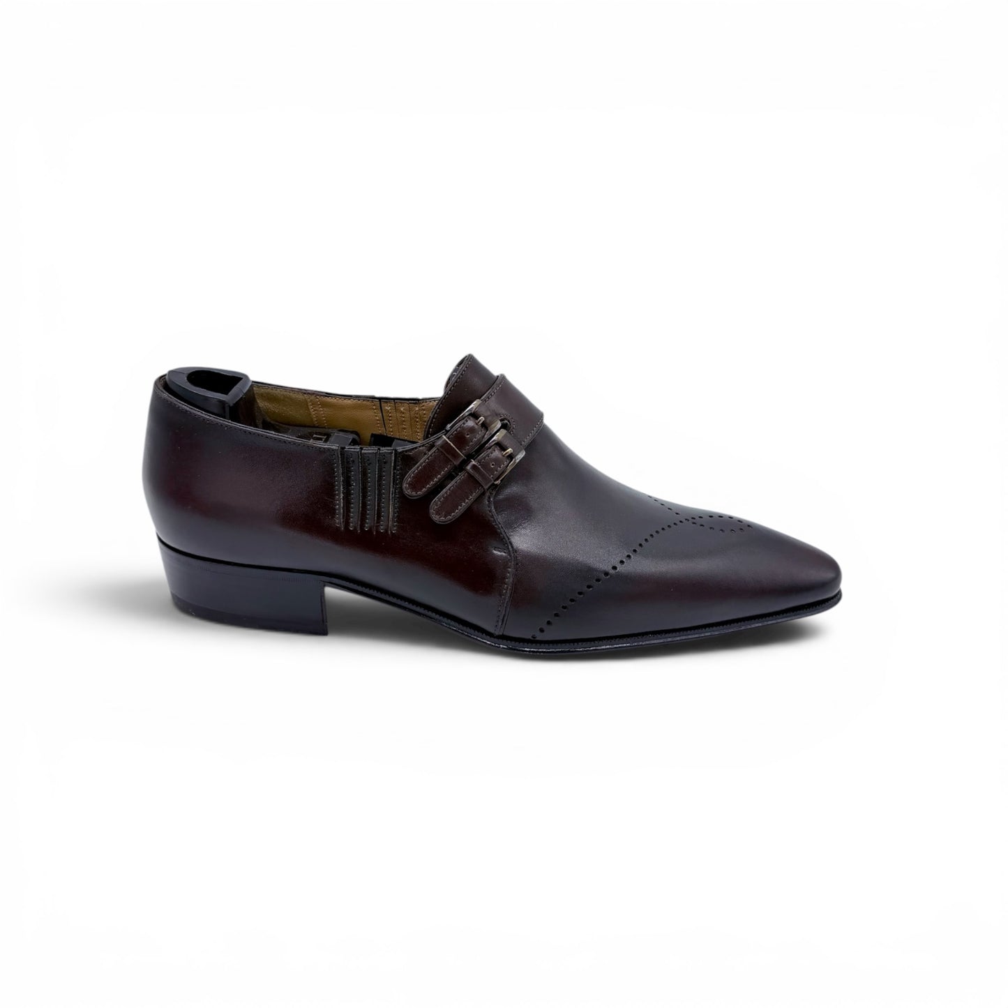Soulier à double boucles Roberto Celk en cuir  marron foncé
