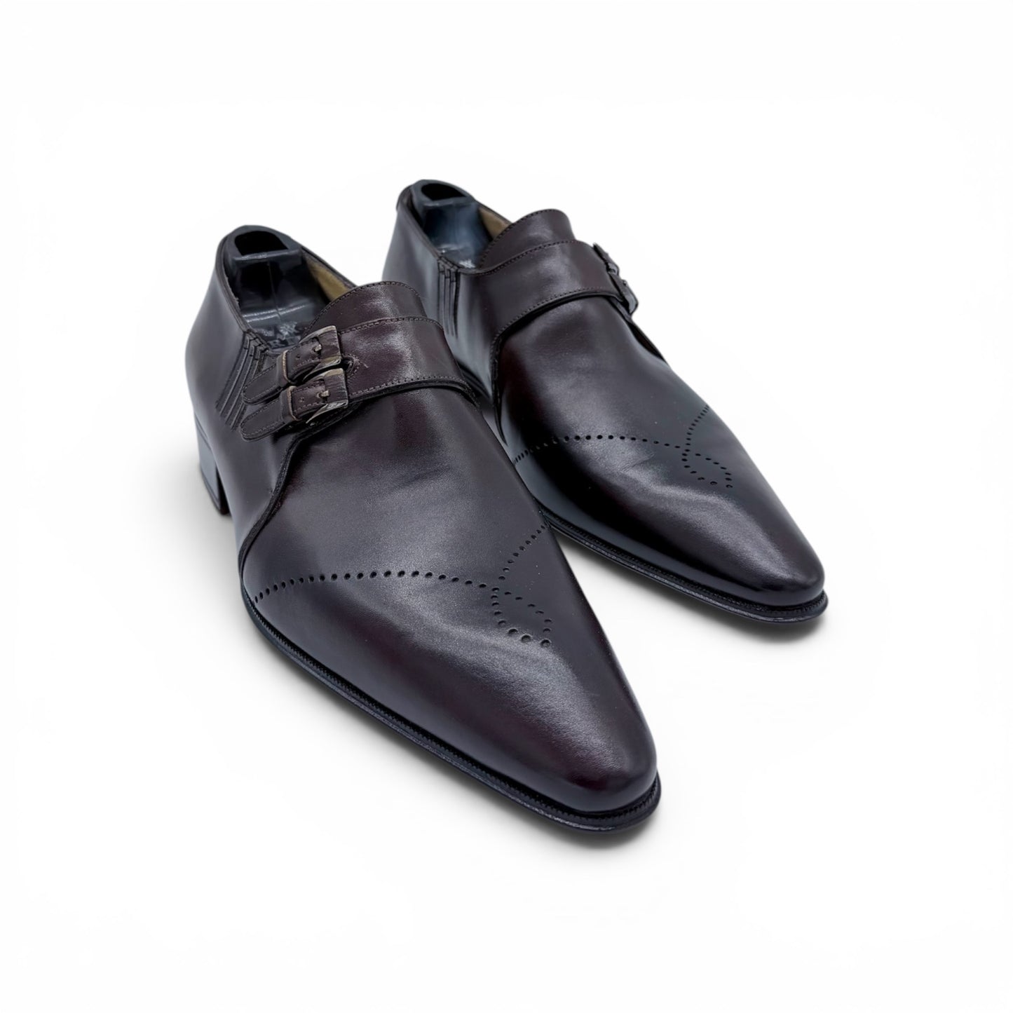 Soulier à double boucles Roberto Celk en cuir  marron foncé