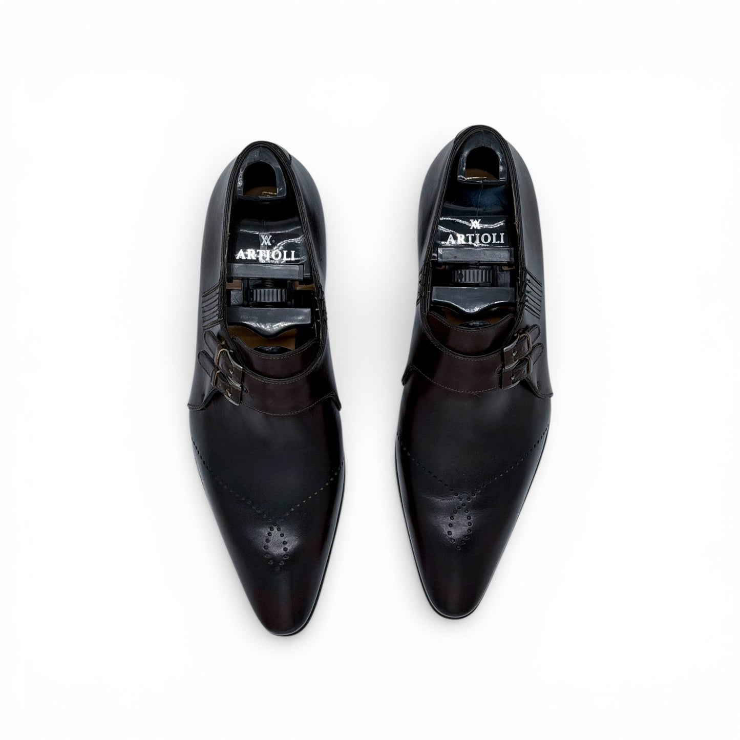 Soulier à double boucles Roberto Celk en cuir  marron foncé