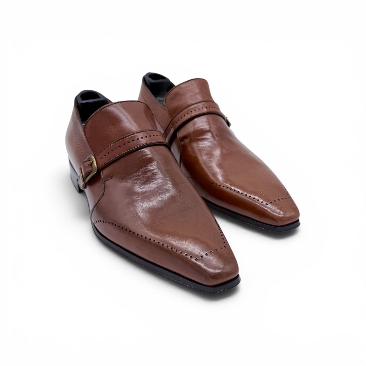 Soulier à boucle dorée Roberto Celk en cuir marron