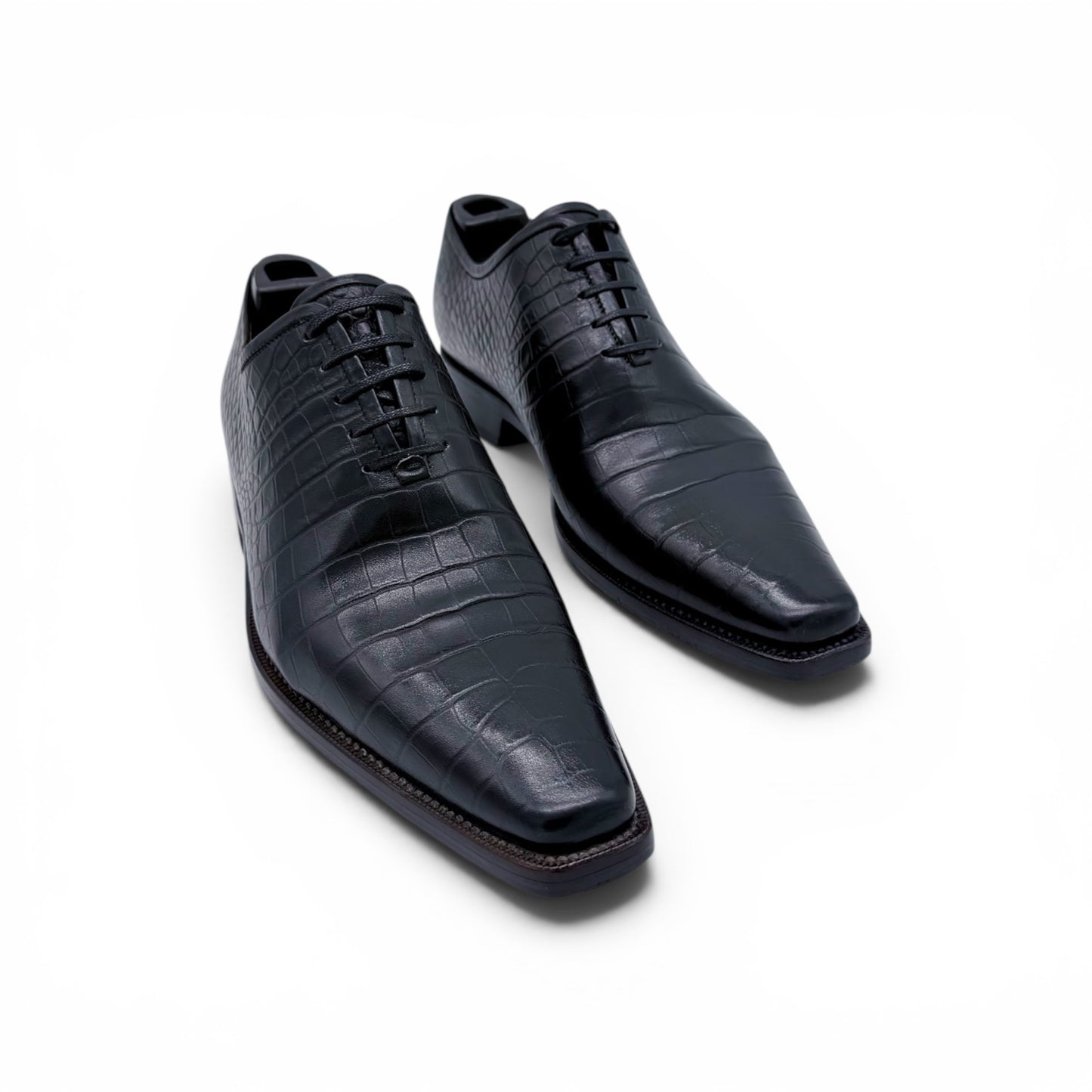 Richelieu Roberto Celk en cuir imprimé de crocodile noir