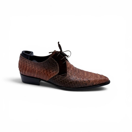 Derby Roberto Celk en cuir de python marron