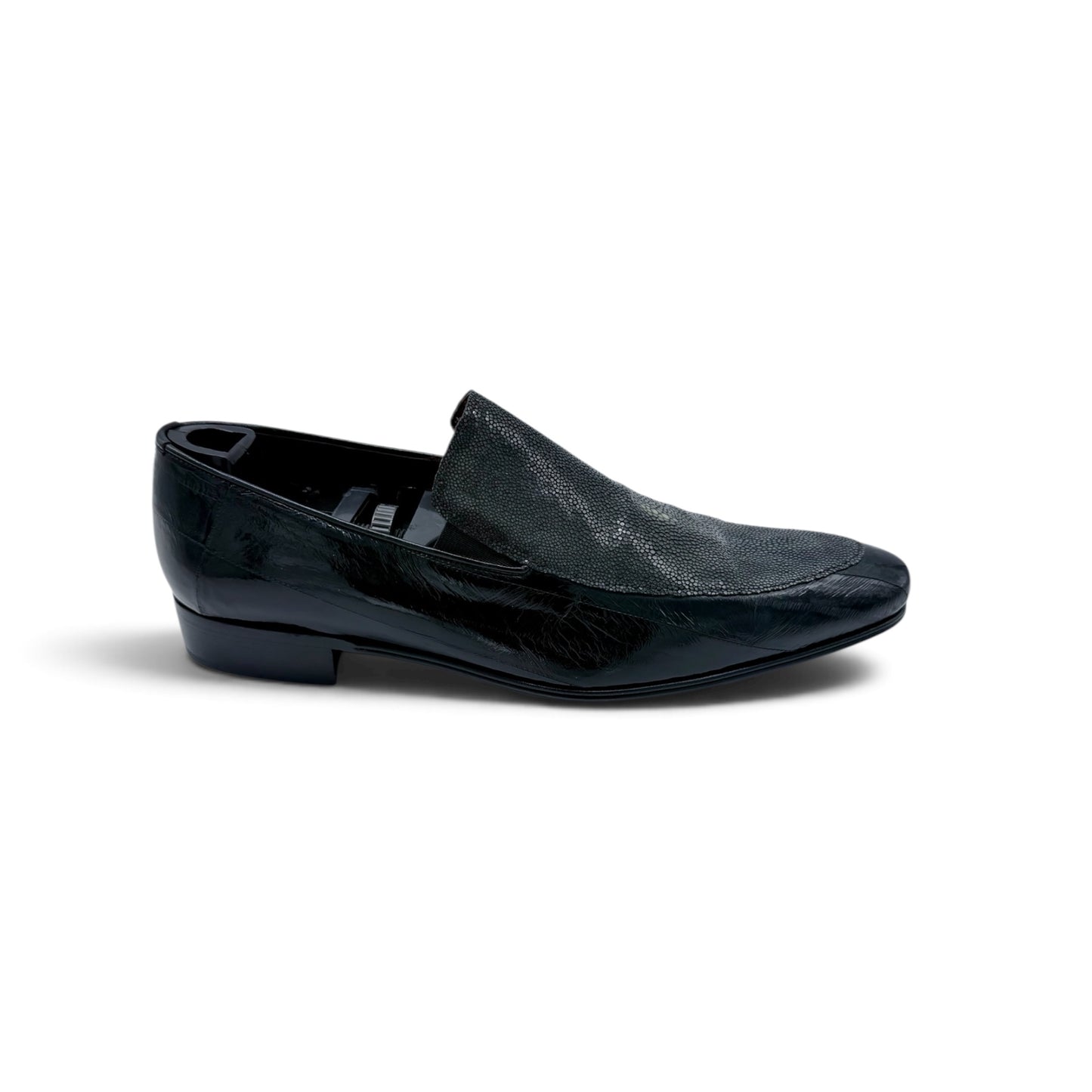 Mocassin Roberto Celk en cuir d'anguille et galucha noir