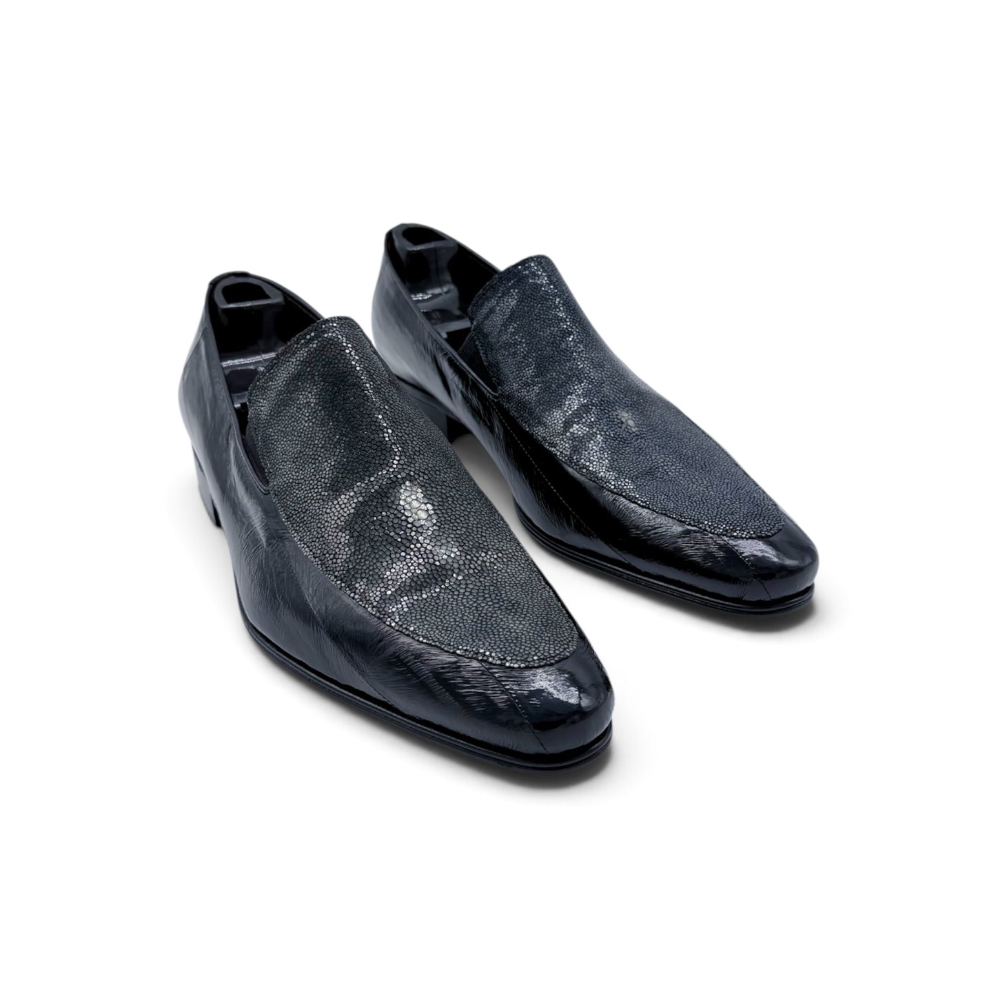 Mocassin Roberto Celk en cuir d'anguille et galucha noir