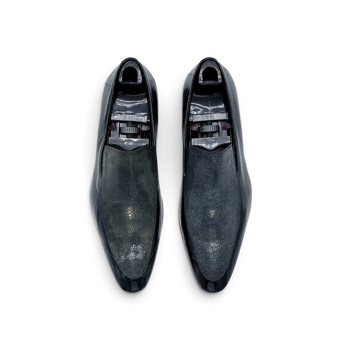 Mocassin Roberto Celk en cuir d'anguille et galucha noir
