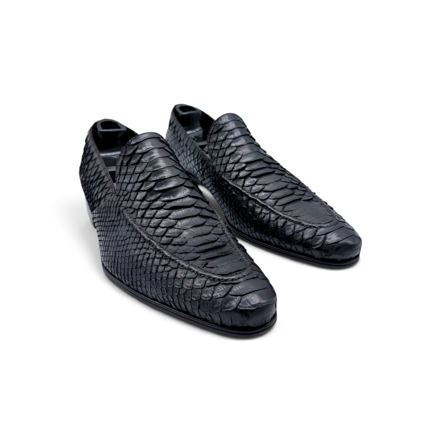 Mocassin Roberto Celk en cuir de python noir
