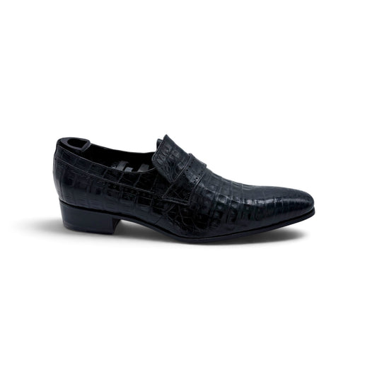 Mocassin Roberto Celk en cuir de crocodile noir