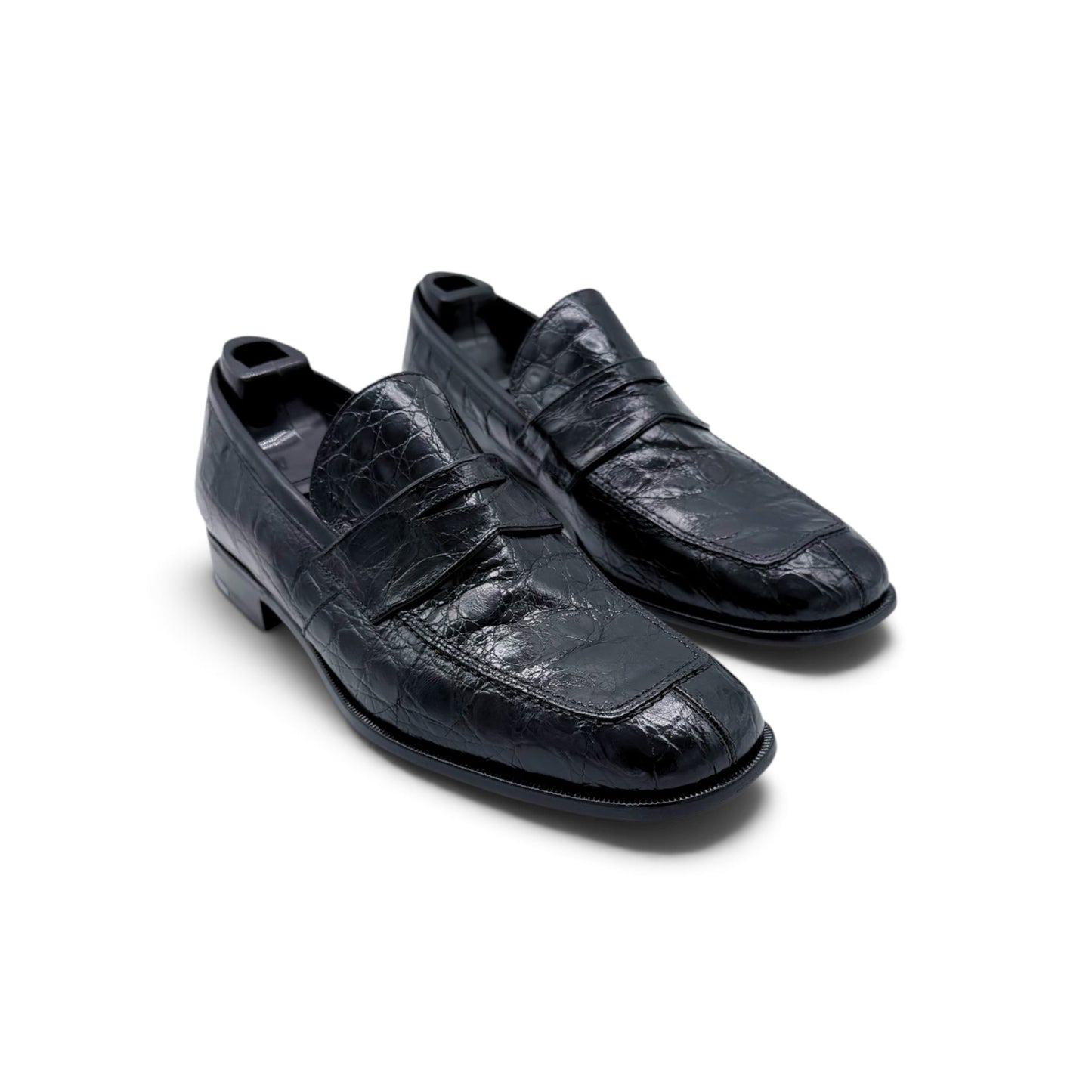 Mocassin Roberto Celk en cuir de crocodile noir