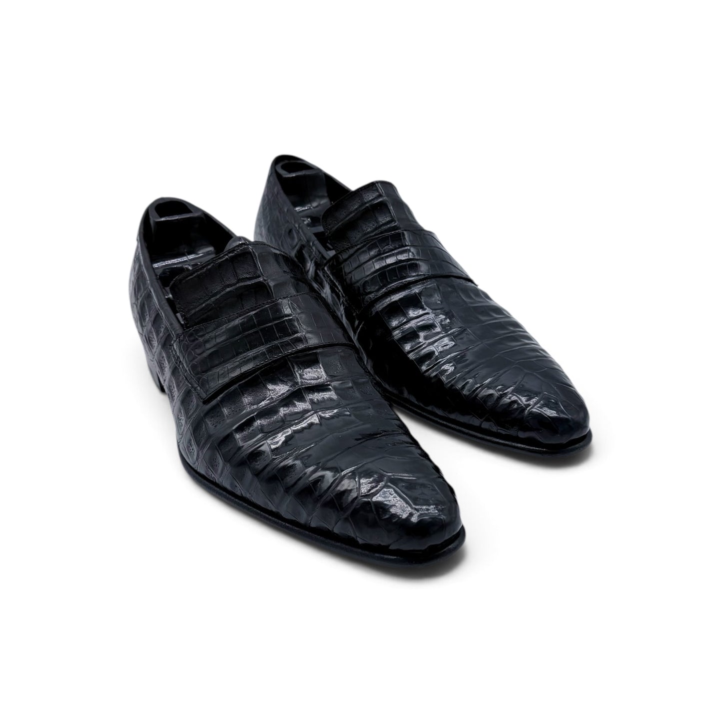 Mocassin Roberto Celk en cuir de crocodile noir