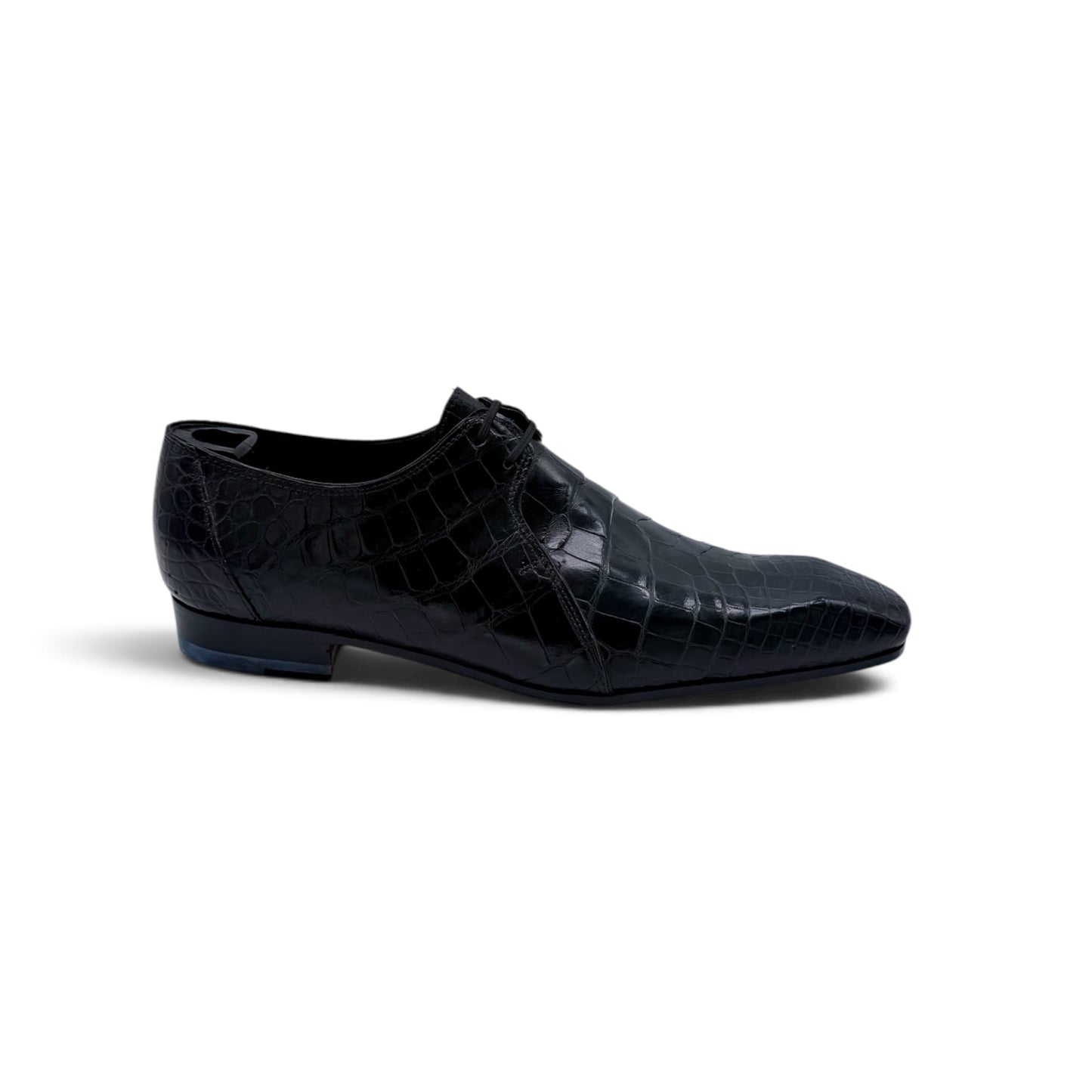 Derby Roberto Celk en cuir de crocodile noir