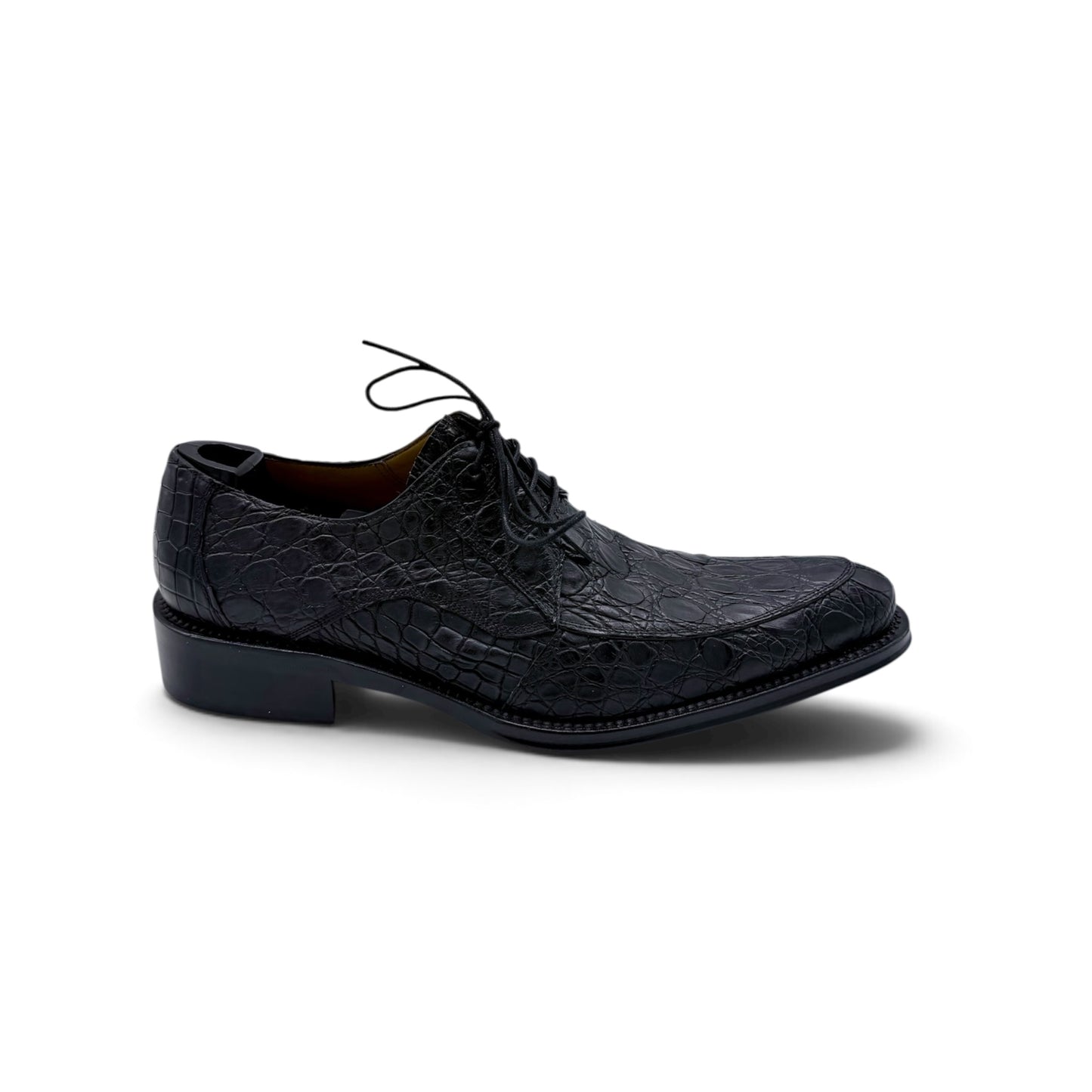 Derby Roberto Celk en cuir de crocodile noir