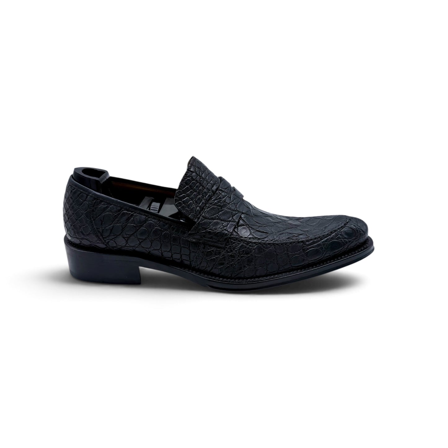 Mocassin Roberto Celk en cuir de crocodile noir