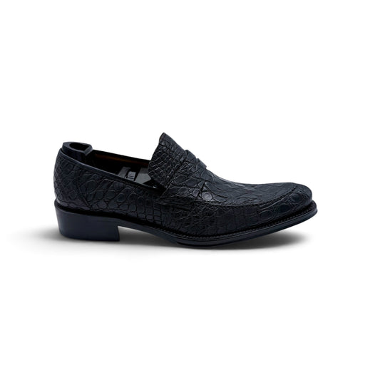 Mocassin Roberto Celk en cuir de crocodile noir