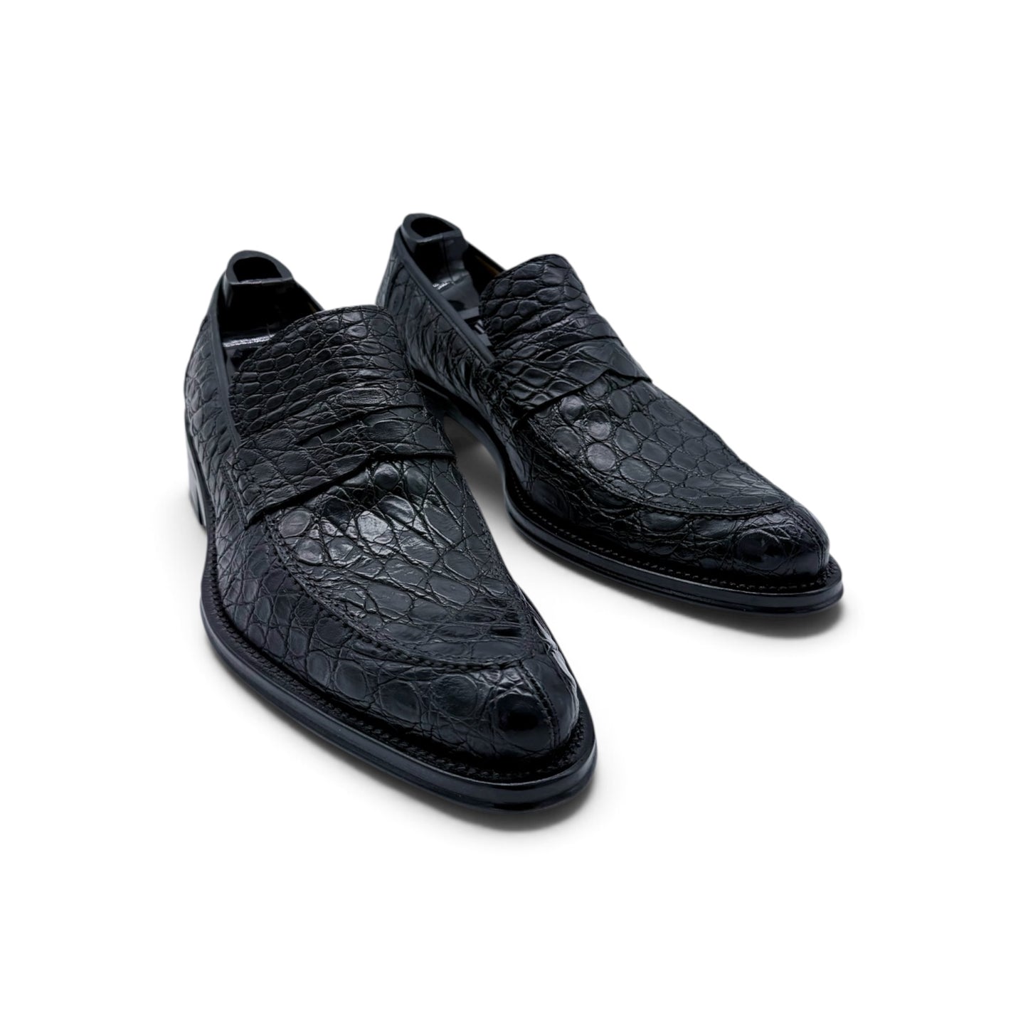 Mocassin Roberto Celk en cuir de crocodile noir