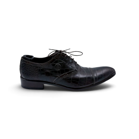 Richelieu Roberto Celk en cuir de crocodile marron foncé