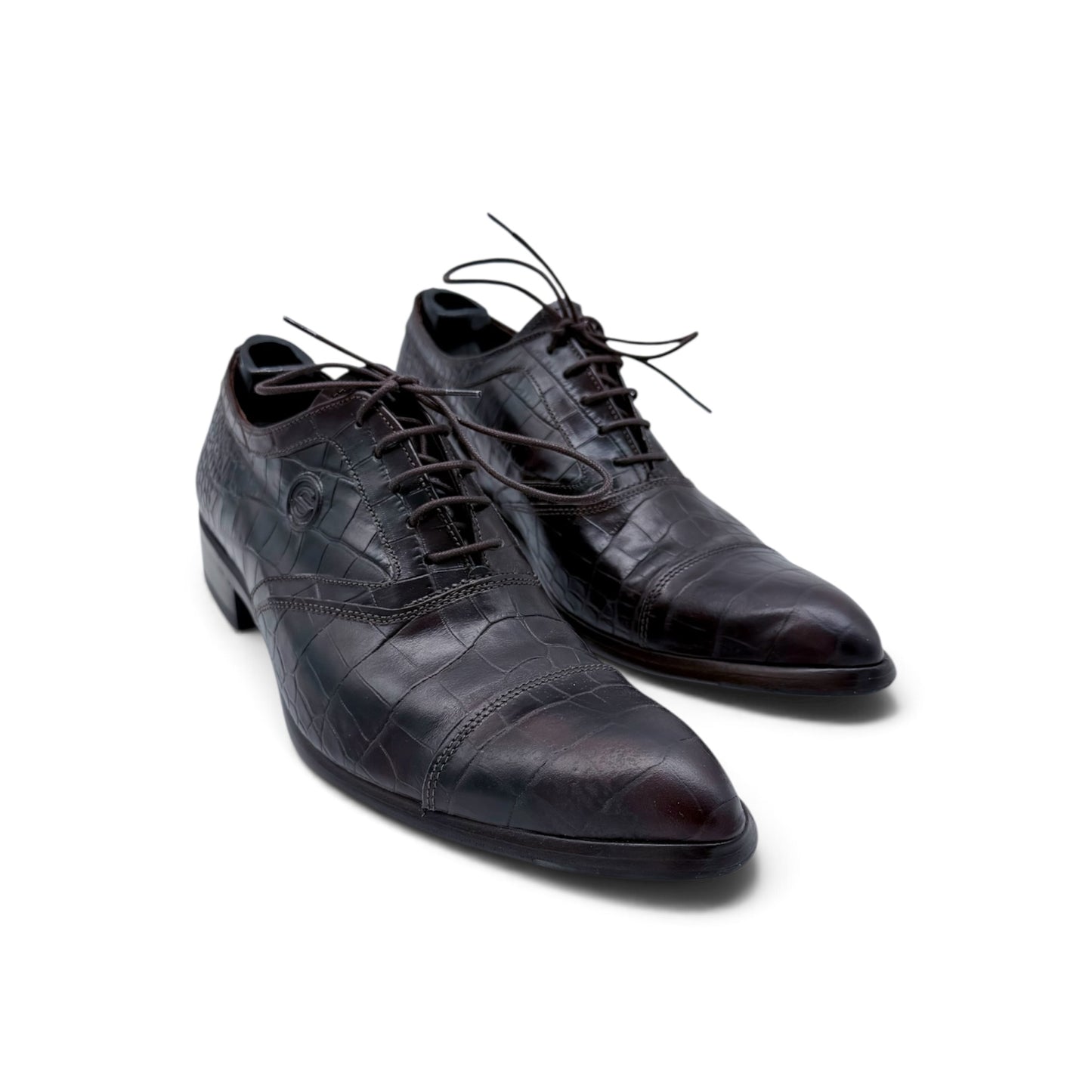 Richelieu Roberto Celk en cuir de crocodile marron foncé