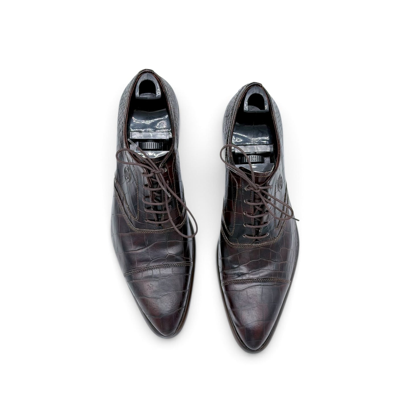 Richelieu Roberto Celk en cuir de crocodile marron foncé