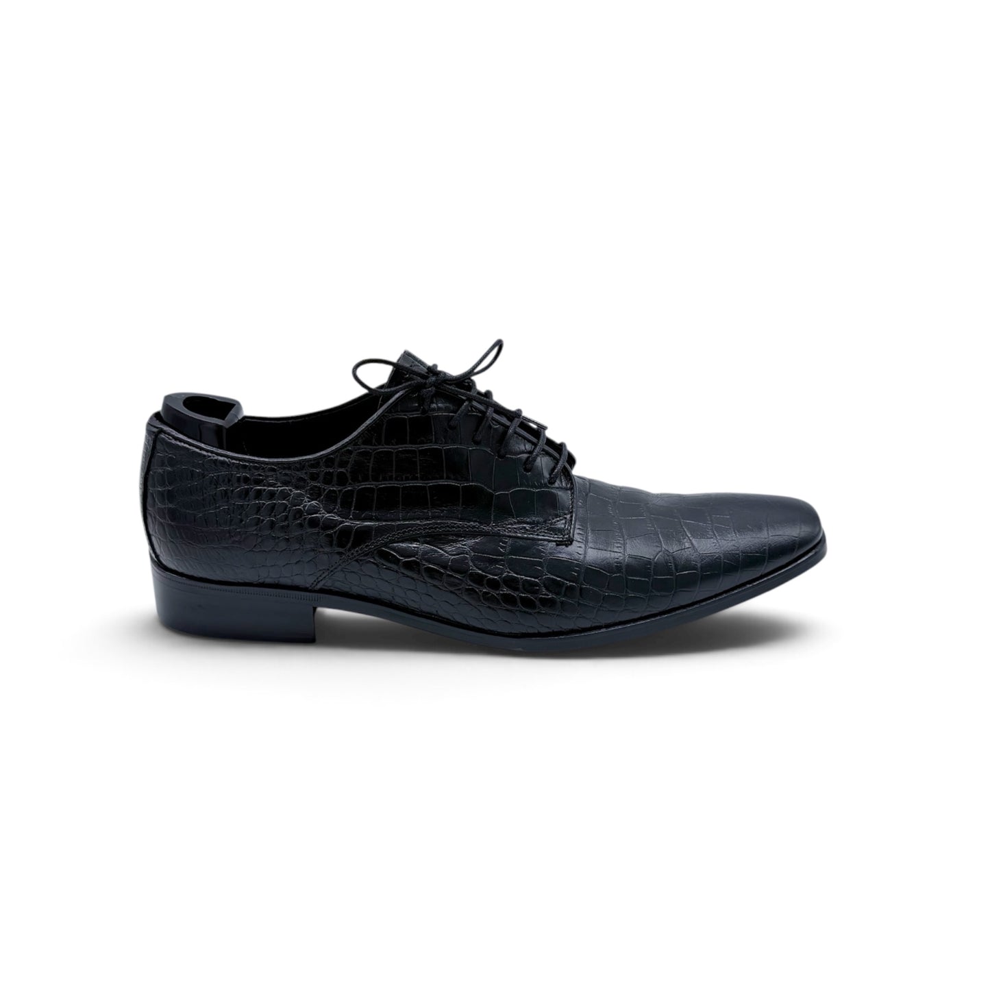 Derby Roberto Celk en cuir de crocodile noir