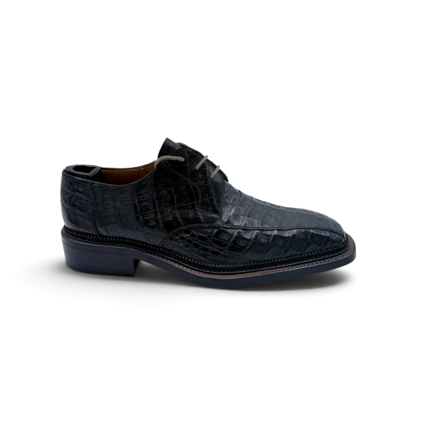 Derby Artioli en cuir de crocodile noir