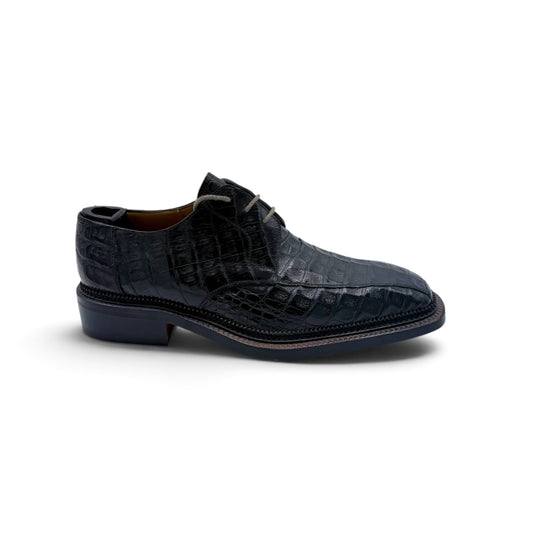 Derby Artioli en cuir de crocodile noir