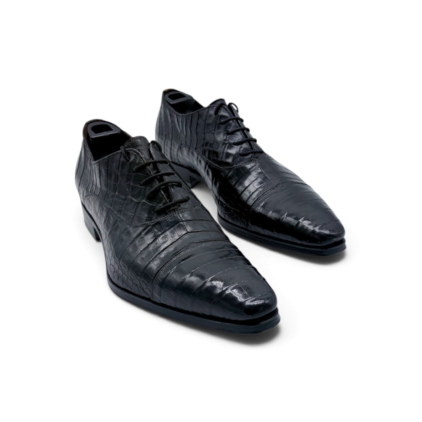 Richelieu Roberto Celk en cuir de crocodile noir