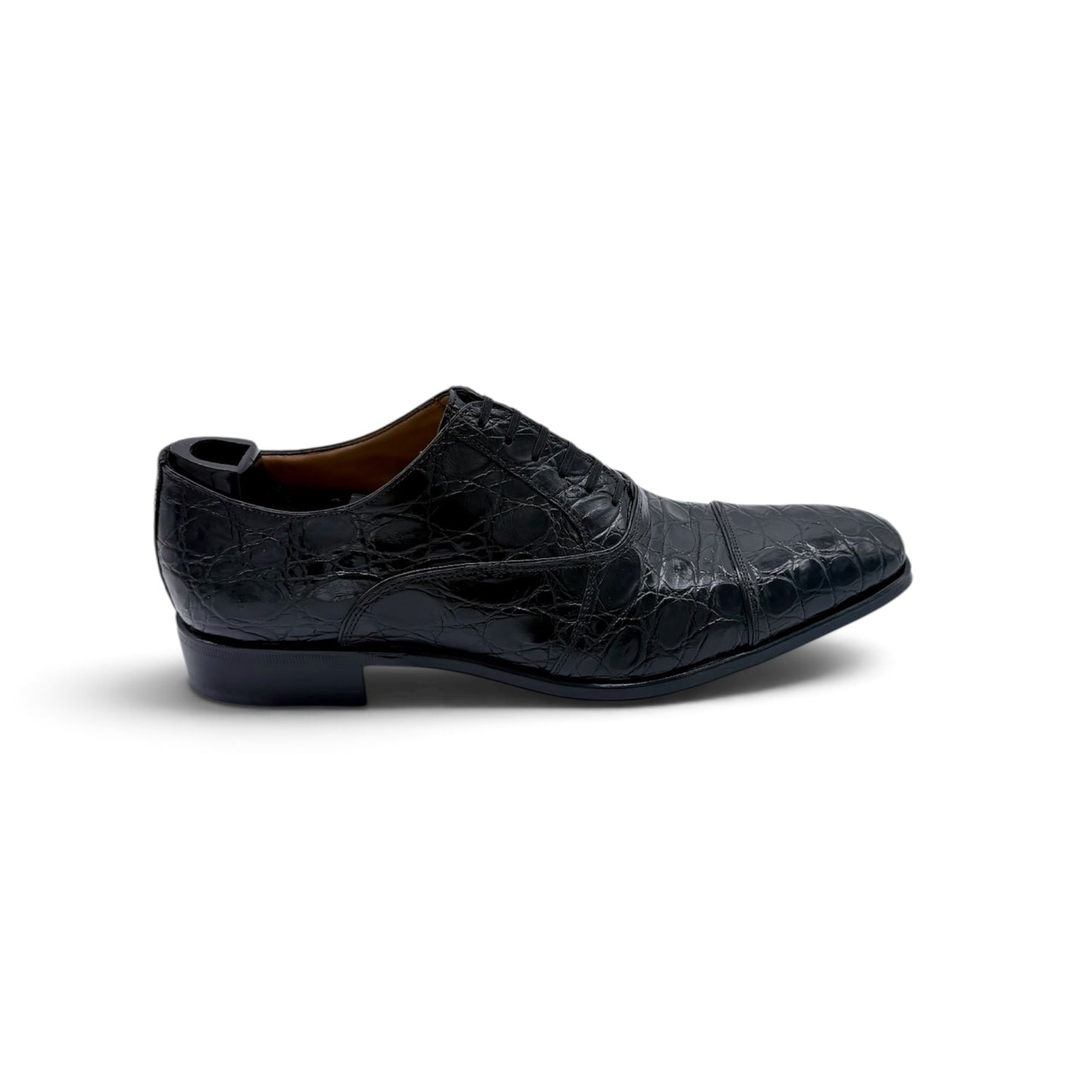 Richelieu Roberto Celk en cuir de crocodile noir