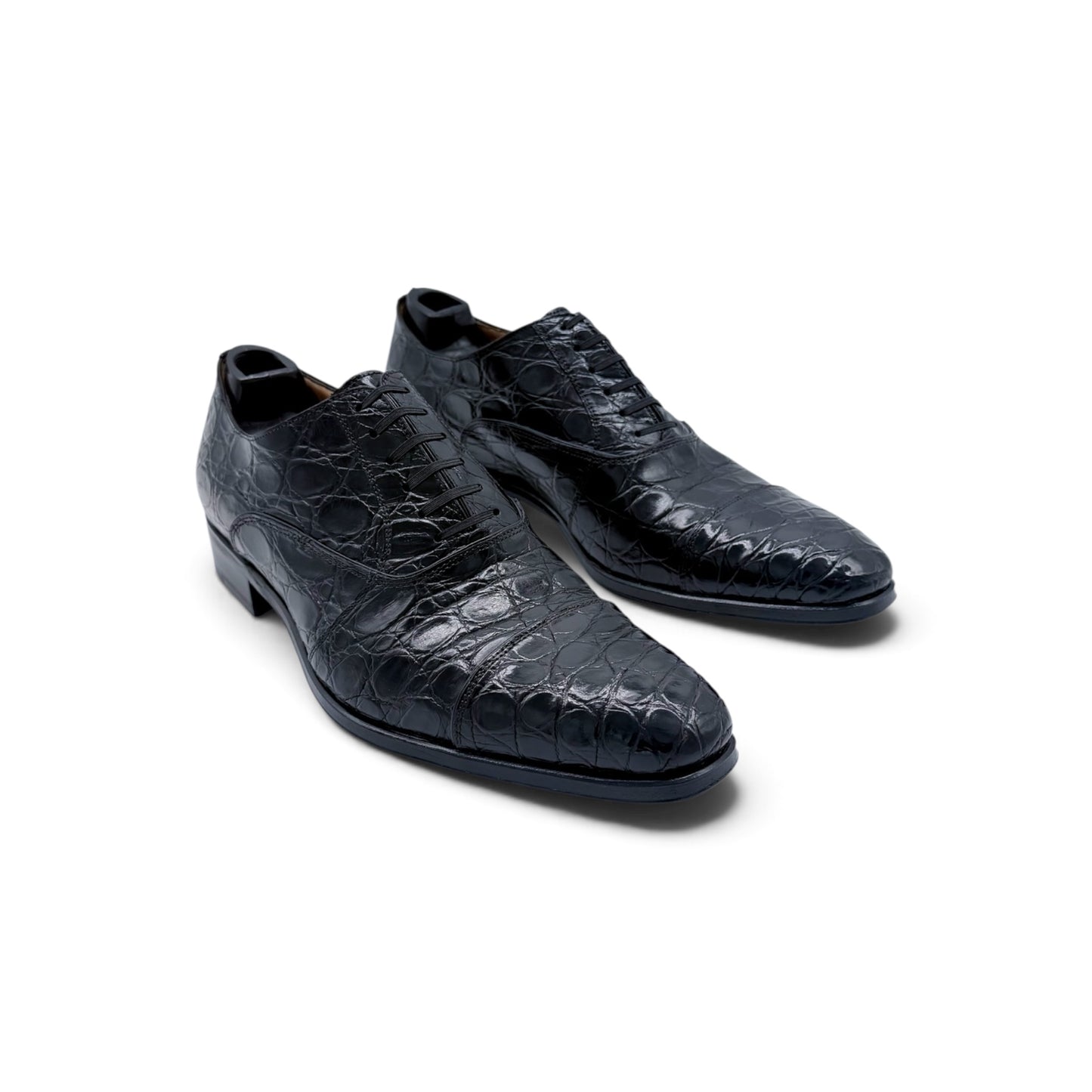 Richelieu Roberto Celk en cuir de crocodile noir