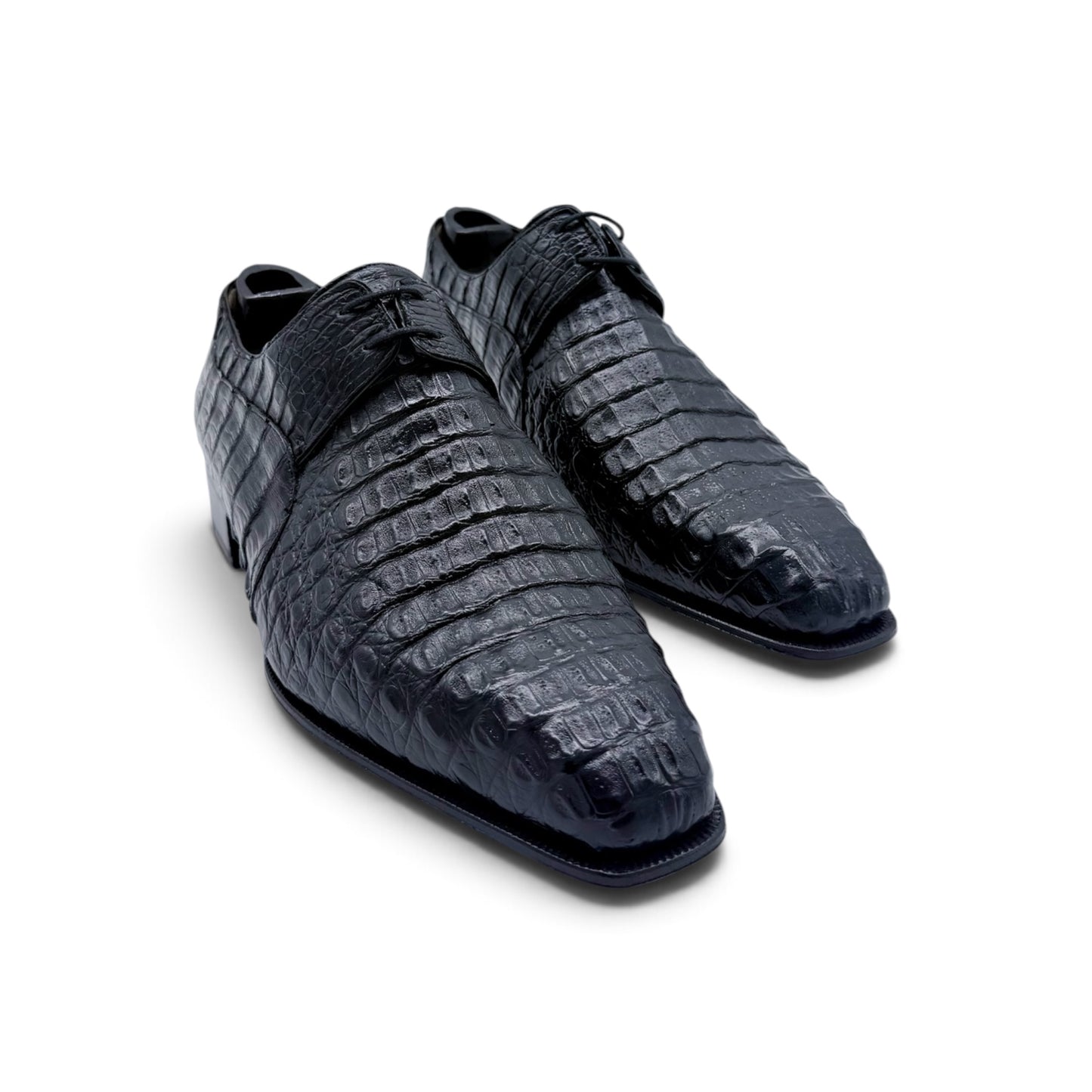Derby Artioli en cuir d'alligator noir