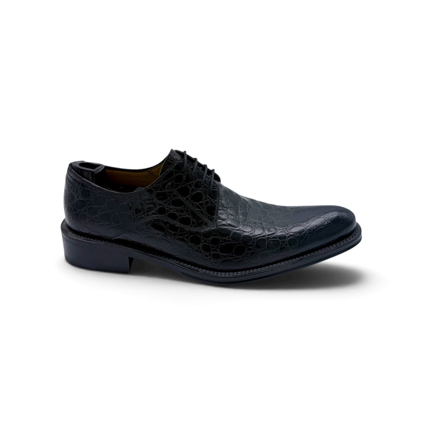 Derby Roberto Celk en cuir de crocodile noir