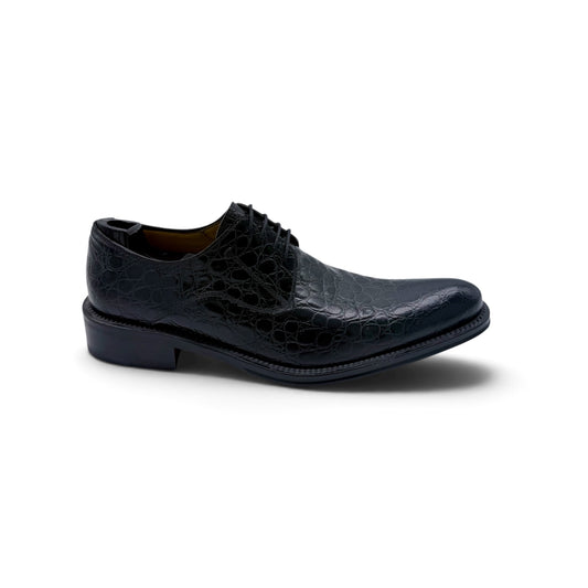 Derby Roberto Celk en cuir de crocodile noir