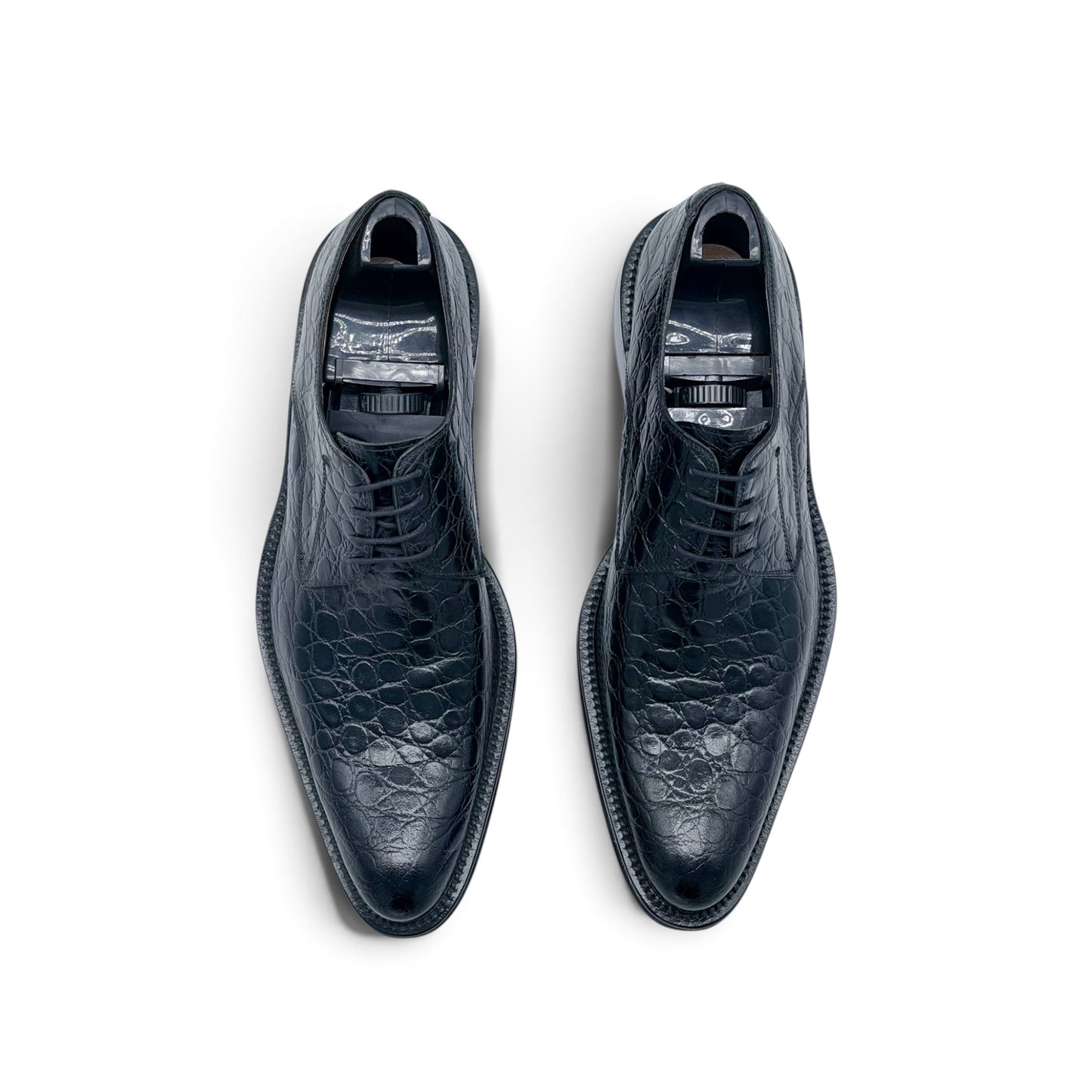 Derby Roberto Celk en cuir de crocodile noir