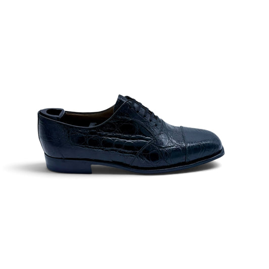 Richelieu Roberto Celk en cuir de crocodile noir