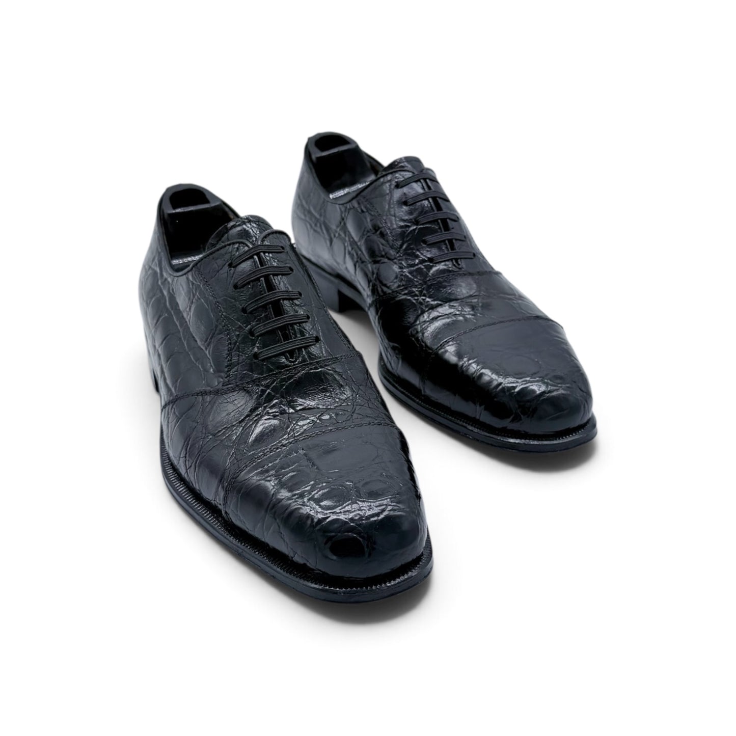 Richelieu Roberto Celk en cuir de crocodile noir