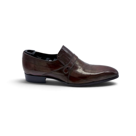 Mocassin Roberto Celk en cuir d'anguille marron foncé
