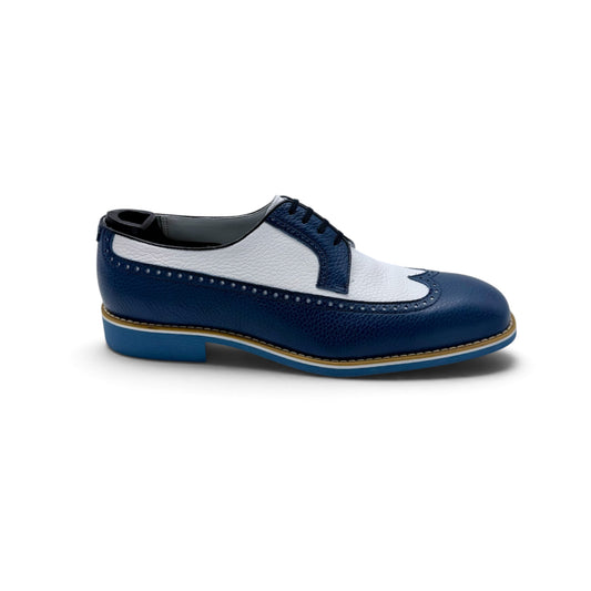 Derby Artioli en cuir bleu et blanc