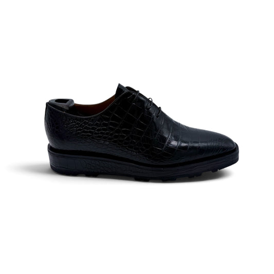 Richelieu Roberto Celk en cuir de crocodile noir
