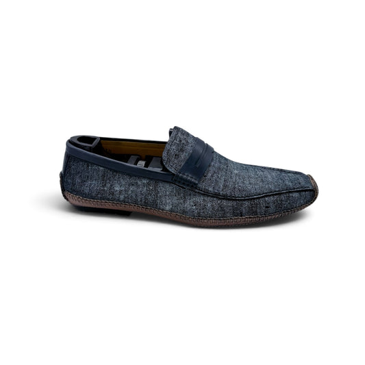 Mocassin car shoe Roberto Celk en cuir imprimé bleu